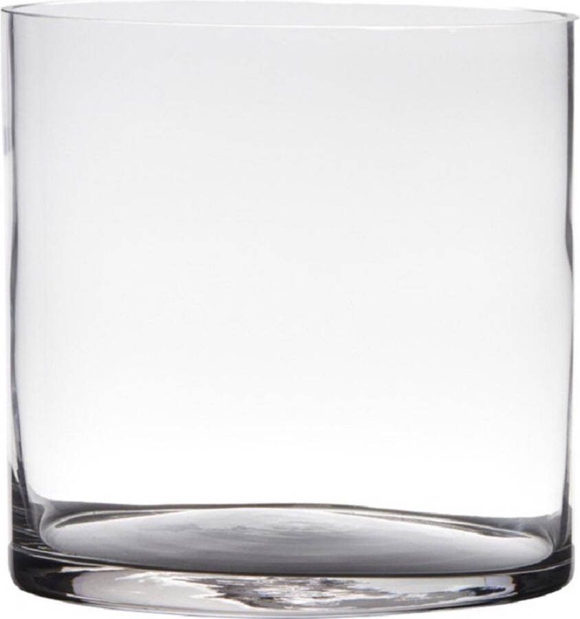 Hakbijl Glass Transparante home-basics cylinder vorm vaas vazen van glas 19 x 19 cm Vazen