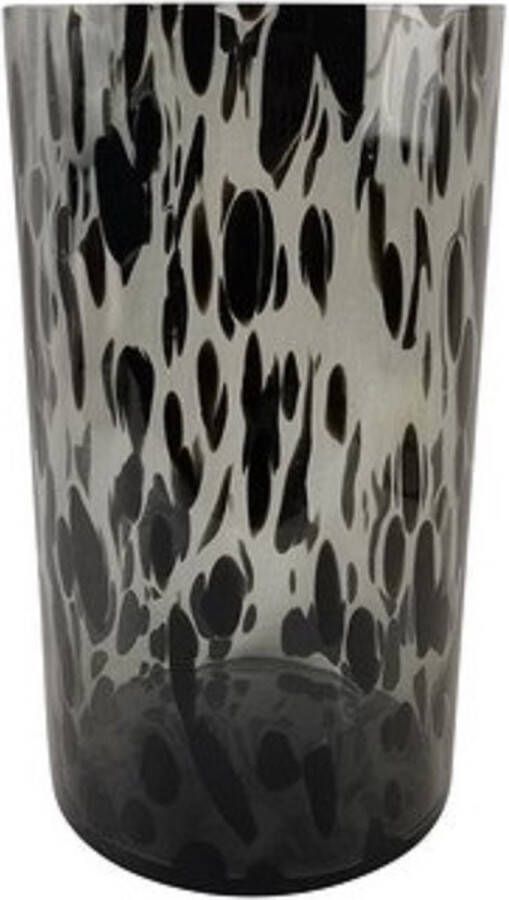 Hakbijl Glass Modieuze bloemen cylinder vaas vazen van glas 25 x 14 cm zwart fantasy Bloemen takken boeketten
