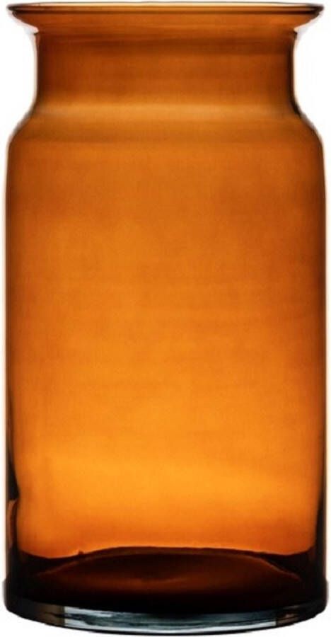 Hakbijl Glass Oranje transparante stijlvolle melkbus vaas vazen van glas 29 cm Bloemen boeketten vaas voor binnen gebruik
