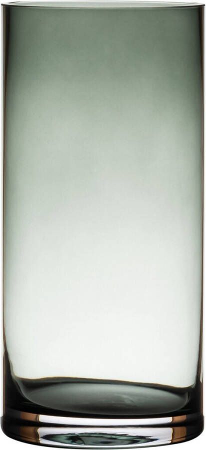 Hakbijl Glass Transparant grijze home-basics Cylinder vaas vazen van glas 25 x 12 cm Bloemen boeketten binnen gebruik