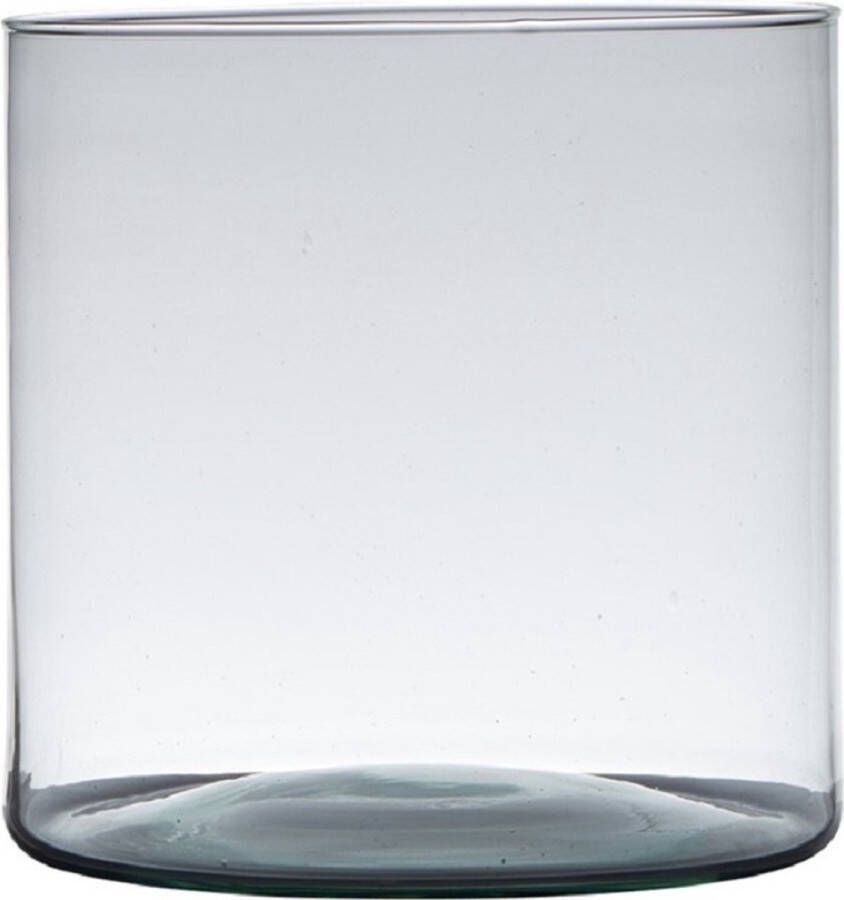 Hakbijl Glass Transparante home-basics cilinder vorm vaas vazen van gerecycled glas 19 x 19 cm Bloemen takken boeketten vaas voor binnen gebruik