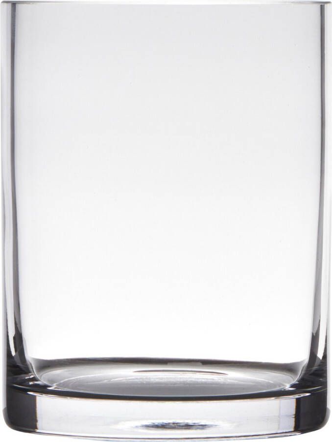 Hakbijl Glass Transparante home-basics Cylinder vorm vaas vazen van glas 15 x 12 cm Bloemen takken boeketten vaas voor binnen gebruik