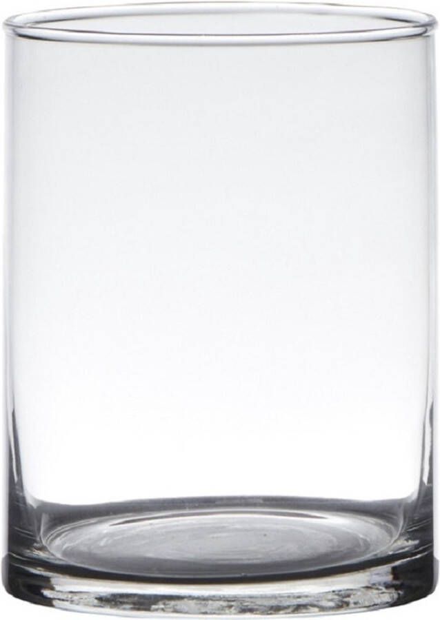 Hakbijl Glass Transparante home-basics Cylinder vorm vaas vazen van glas 20 x 12 cm Bloemen takken boeketten vaas voor binnen gebruik