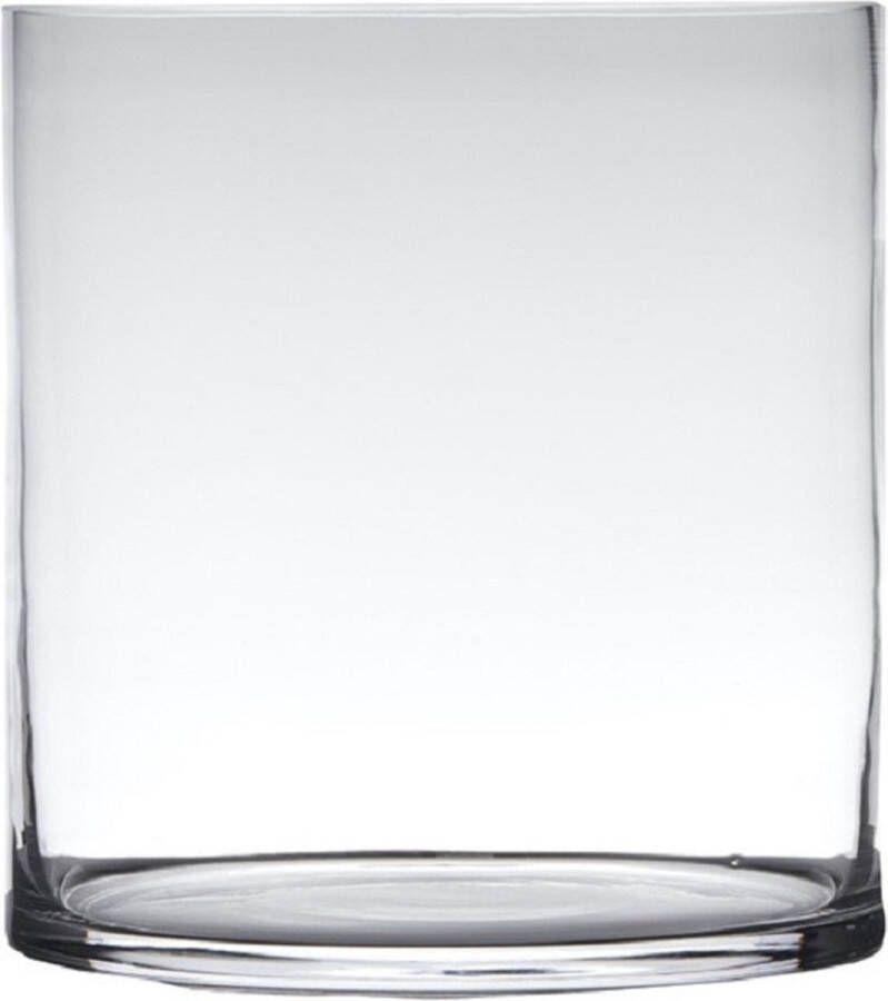 Hakbijl Glass Transparante home-basics cilinder vorm vaas vazen van glas 30 x 25 cm Bloemen takken boeketten vaas voor binnen gebruik