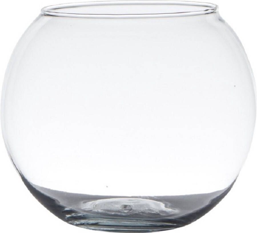 Hakbijl Glass Transparante ronde bol vissenkom vaas vazen van glas 11 x 14 cm Bloemen boeketten vaas voor binnen gebruik