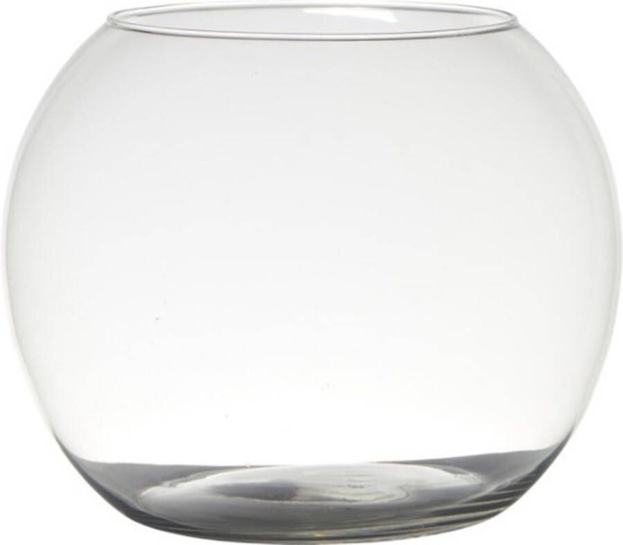 Hakbijl Glass Transparante ronde bol vissenkom vaas vazen van glas 20 x 25 cm Bloemen boeketten vaas voor binnen gebruik