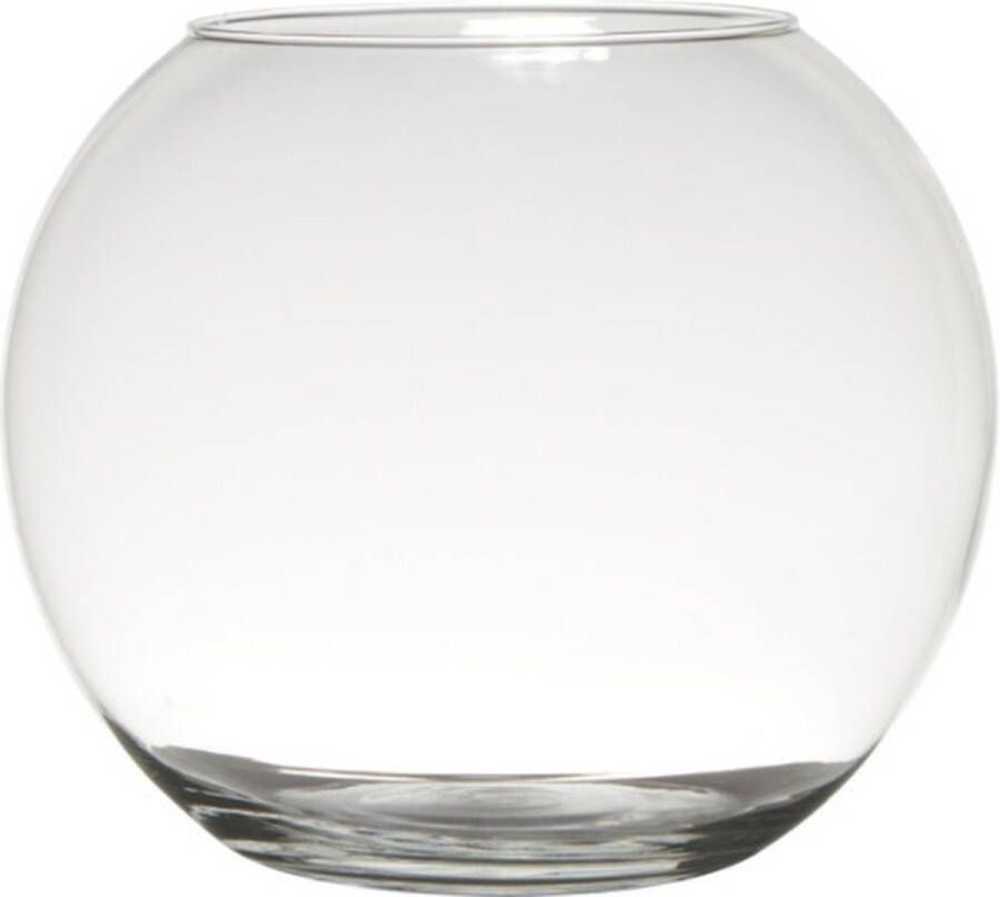 Hakbijl Glass Transparante ronde bol vissenkom vaas vazen van glas 23 x 30 cm Bloemen boeketten vaas voor binnen gebruik