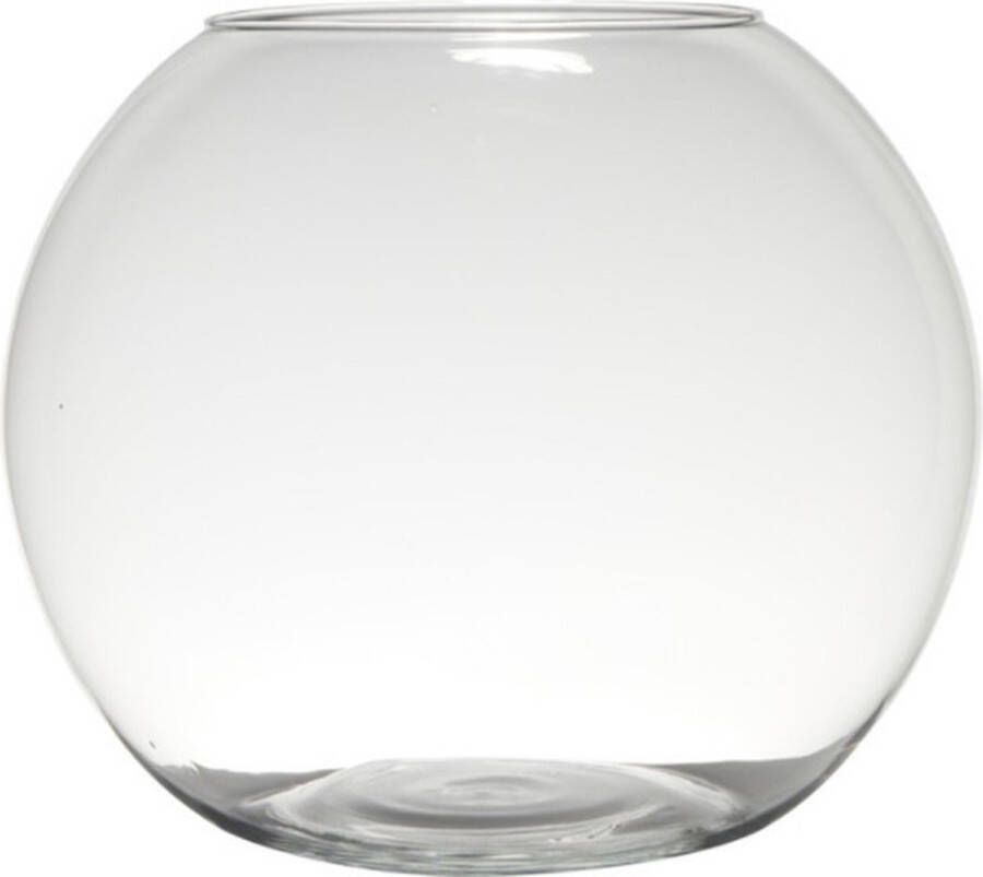 Bellatio Design Transparante ronde bol vissenkom vaas vazen van glas 28 x 34 cm Bloemen boeketten vaas voor binnen gebruik