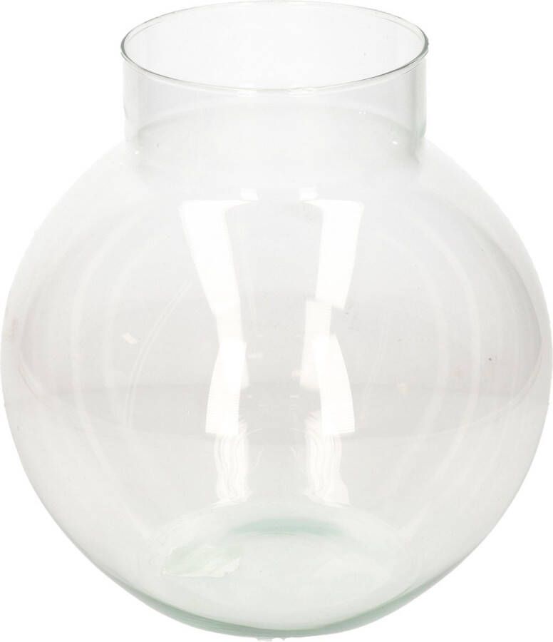 Bellatio Design Transparante ronde vissenkom vaas vazen van glas 23 x 23 cm Bloemen boeketten vaas voor binnen gebruik