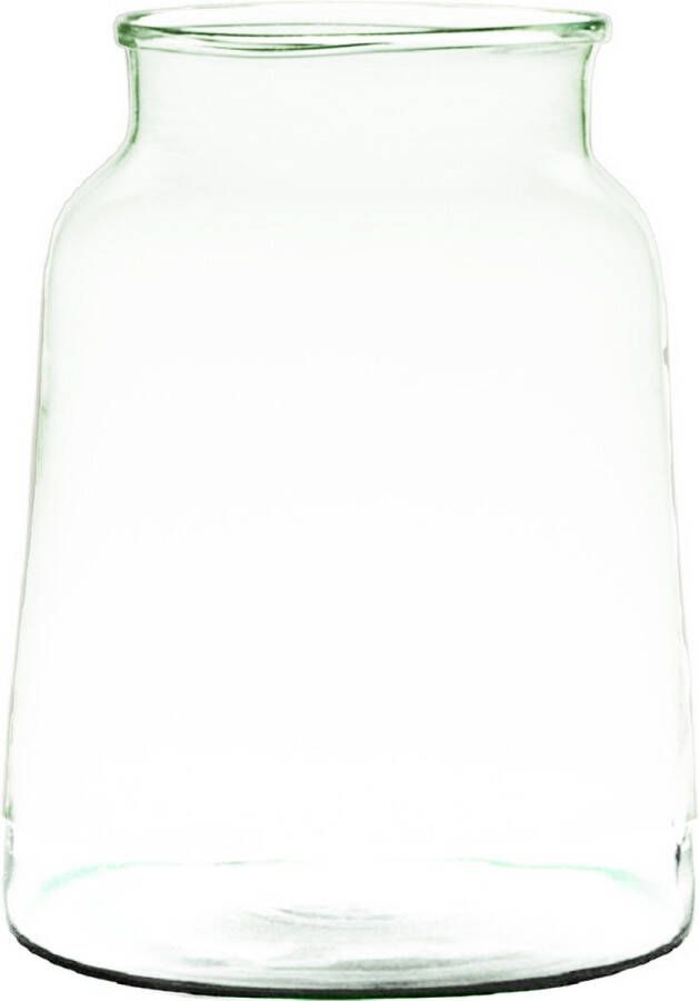 Hakbijl Glass Transparante grijze stijlvolle vaas vazen van gerecycled glas 23 x 19 cm Bloemen boeketten vaas voor binnen gebruik