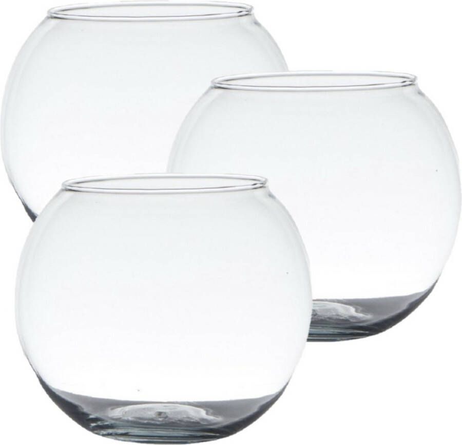 Hakbijl Glass Hakbijl glas Voordeelset van 3x stuks Transparante kaarsenhouder waxinelichtjes houder 7 x 9 cm