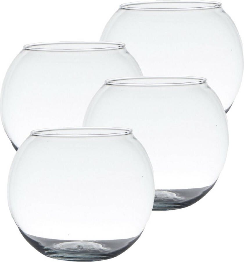 Hakbijl Glass Hakbijl glas Voordeelset van 4x stuks Transparante kaarsenhouder waxinelichtjes houder 7 x 9 cm