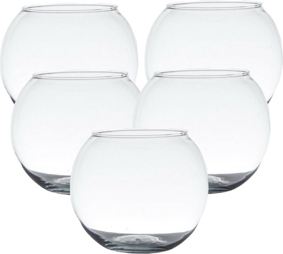 Hakbijl Glass Hakbijl glas Voordeelset van 5x stuks Transparante kaarsenhouder waxinelichtjes houder 7 x 9 cm