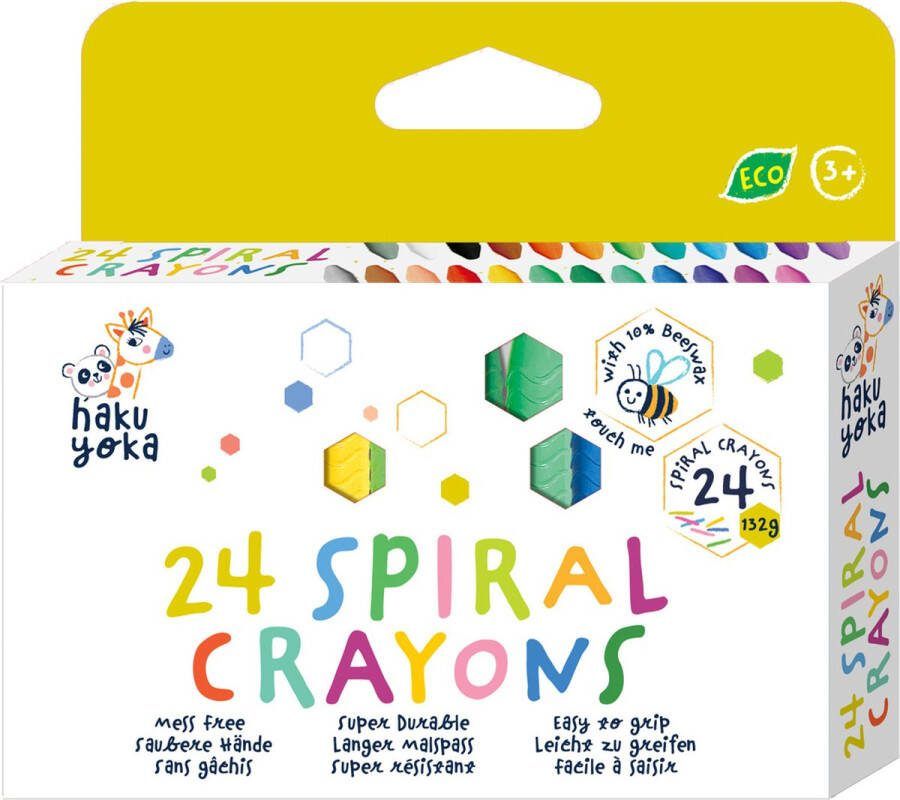 Haku Yoka: 24 WASKRIJTJES in SPIRAALVORM bevat 10% bijenwas in doos 12x2x11cm 3+