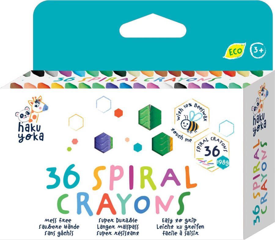 Haku Yoka: 36 WASKRIJTJES in SPIRAALVORM bevat 10% bijenwas in doos 12x3x11cm 3+