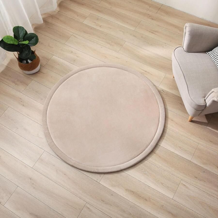 Hakuna Matte Wolkzachte Speelmat voor Baby's ⌀120x2 5cm beige – Kinderkleed met Hoogwaardige Memory Foam – Baby Kruipmat met Antislip Onderkant – Kruipdeken Baby Oeko-TEX 100 Gecertificeerd