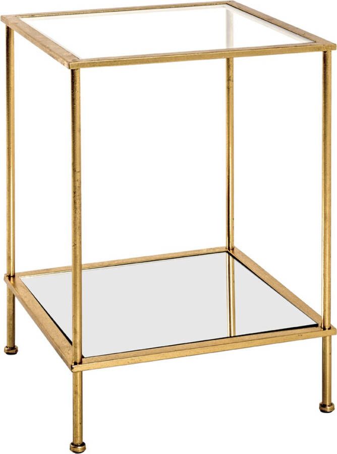 HakuShop Bijzettafel Vierkant tafel Spiegel blad Goud gelakt metaal 39 x 39 x 55 cm