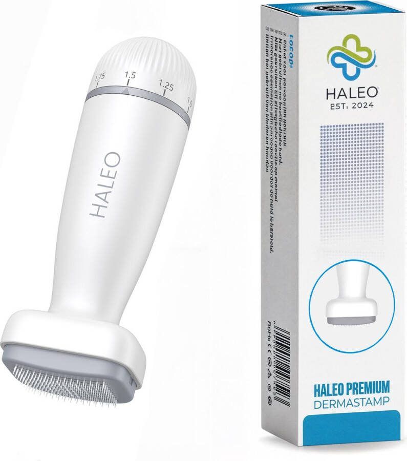 Haleo Microneedling Deluxe Dermastamp Derma Stamp Dermaroller Dermapen Dermarolling Verstelbaar tot 2 mm Geschikt voor Huid Haar- en Baardgroei Dermastamp