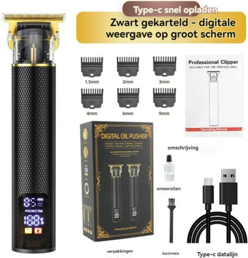 Haley family Tondeuse mannen-2024 Nieuwste Model -Extra opbergtas en massagehaarborstel- Tondeuse- Trimmer Scheerapparaat Scheren Draadloos Tondeuse Hair Body & Face- Baardtrimmer-Zwart