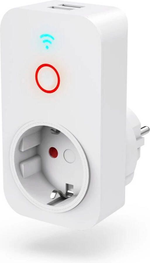 Hama Wi-Fi Stekkerdoos met 1 Stopcontact Inclusief 2 x 2 1A USB-A poorten 10 5W Smart Solution App en Spraakbesturing Compatibel met Apple Home Alexa Google Assistent Wit