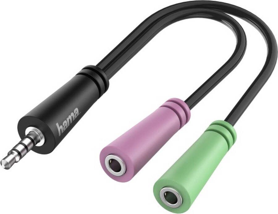 Hama Audio adapter 3.5mm jack 4 polige 3.5mm jack headset Mini jack kabel Zwart