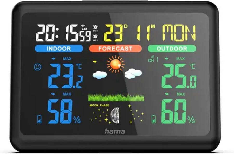 Hama Color weerstation draadloze sensor kleuren-VA-display netvoeding batterij