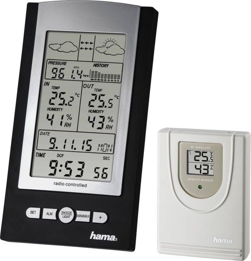 Hama EWS-800 Weerstation Elektronisch Baro thermo en hygrometer Zwart Zilver