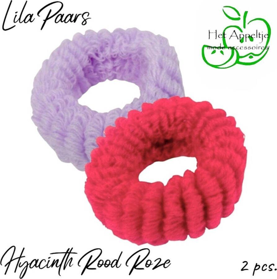 H.A.M.A. Brede Gebreide Ribbel Haar Elastieken Lila en Hyacinth 2 stuks 6 7 x 3 5 cm Volwassenen Jeugd Kinderen Unisex Casual Sport Feest