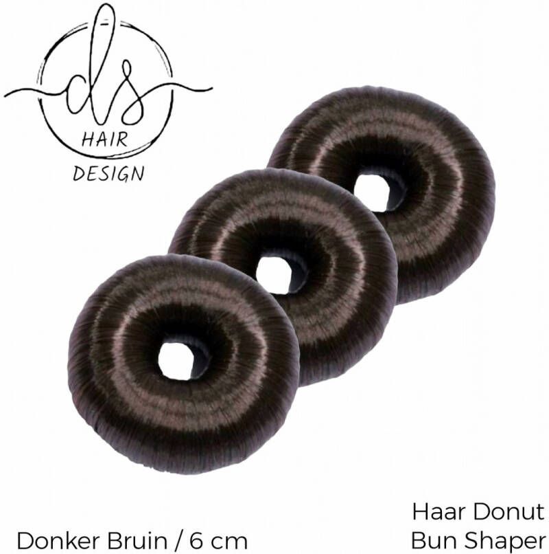 H.A.M.A. DS Hair Design Haar Donut Bun Shaper met imitatie haar doorsnede 6 6 5 cm donker bruin 3 stuks kinderen jeugd volwassenen unisex casual sport feest gala bruiloft