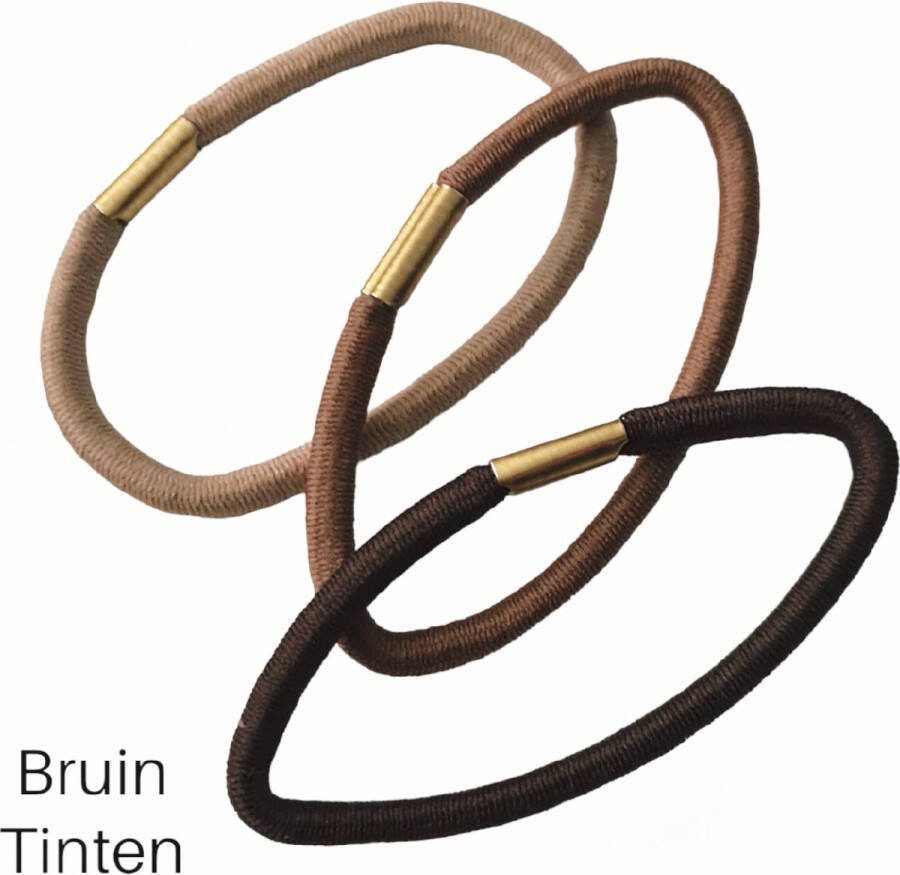 H.A.M.A. Haar basis haarelastieken op kaartjes Beige Bruin tinten 7cm 5mm 2x 12 stuks (totaal 24 stuks) Volwassen Tieners Kinderen