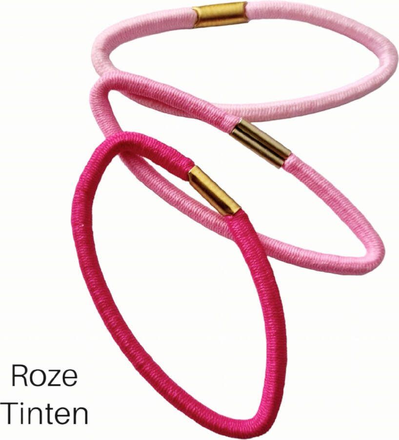 H.A.M.A. Haar basis haarelastieken op kaartjes Roze tinten 7cm 5mm 2x 12 stuks (totaal 24 stuks) Volwassen Tieners Kinderen