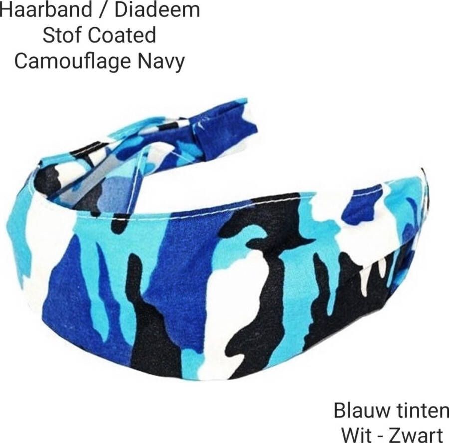 H.A.M.A. Haarband Diadeem Camouflage Leger Navy Print stoffen Cover Aqua Blauw Zwart Wit Volwassenen Tieners Kinderen Casual Carnaval Foute Party Zomerfeesten Themafeest