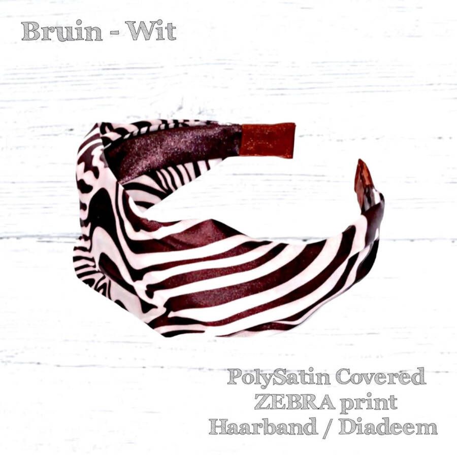 H.A.M.A. Haarband Diadeem – Dierenprint Zebra Print stoffen Cover Bruin Wit 2 stuks Volwassenen Tieners Kinderen Casual Carnaval Zomerfeesten – Themafeest