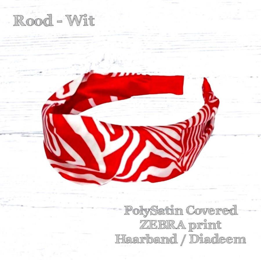 H.A.M.A. Haarband Diadeem – Dierenprint Zebra Print stoffen Cover Rood Wit 1 stuks Volwassenen Tieners Kinderen Casual Carnaval Zomerfeesten – Themafeest