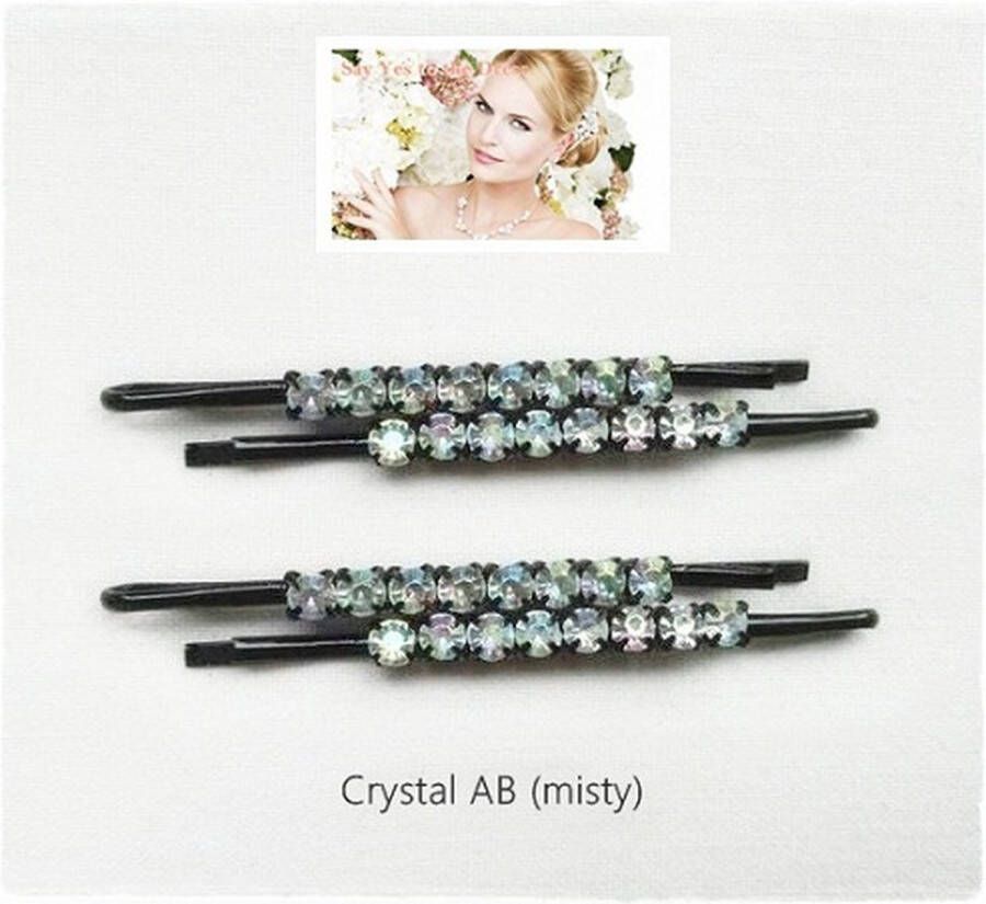 H.A.M.A. SYTTD Zwarte haarspeldjes haarschuifjes met crystal AB strass 4 stuks Zwart 5 cm Volwassenen Jeugd Kinderen Casual Feestdagen Bruiloft Gala