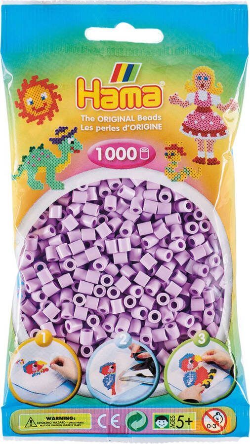 Hama midi LILA PASTEL LICHT PAARS strijkkralen zakje met 1.000 stuks normale roze paarse strijkparels (creatief knutselen met kralen Pasen!)