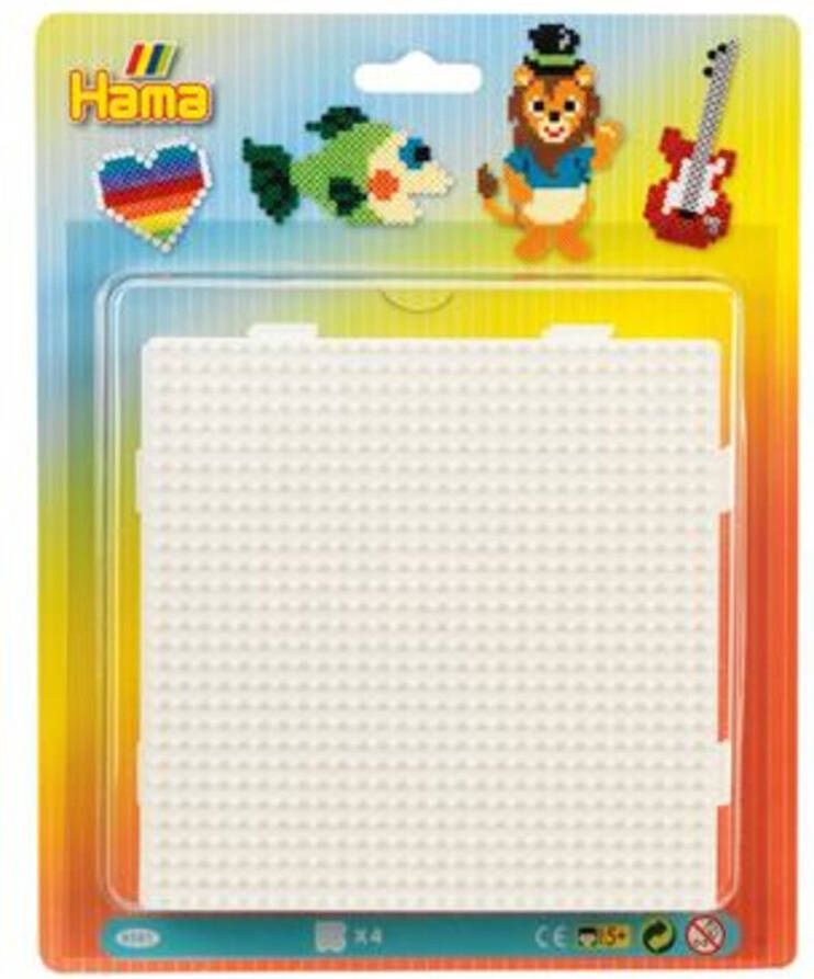 Hama Strijkkralen Hama legbord Blister vierkant 18 x 12 x 3 cm wit 4 stuks