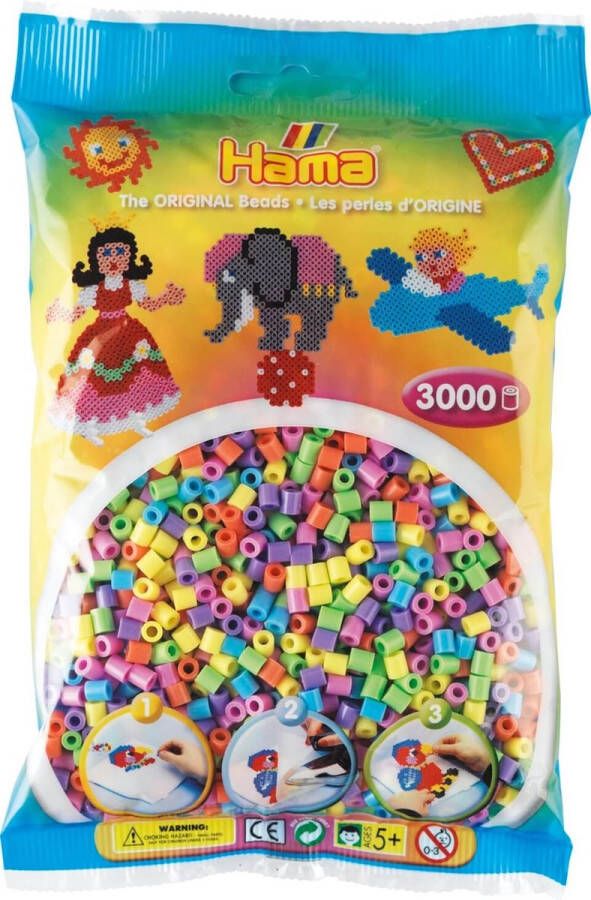 Hama Strijkkralen 3000 stuks pastelkleuren mix