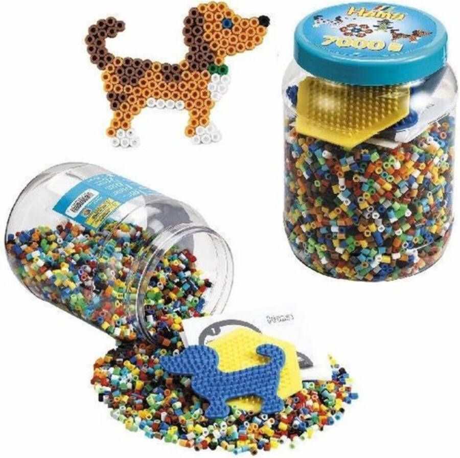 Hama Strijkkralen Multicolor met Hond en Zeshoekplaat 7000 Stuks