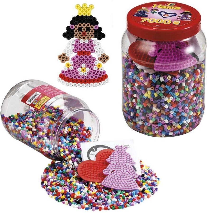 Hama Strijkkralen Multicolor met Prinses-en Hartplaat 7000 Stuks