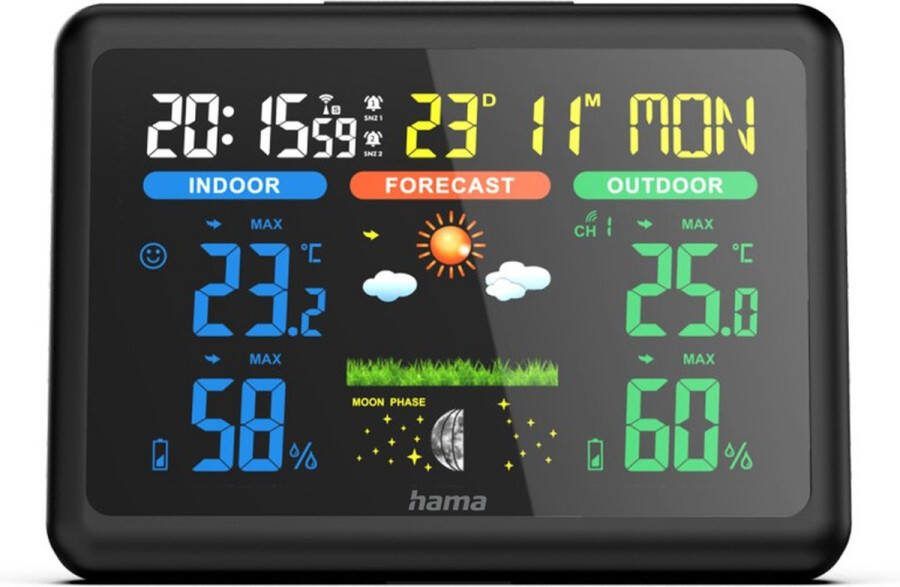 Hama Color weerstation draadloze sensor kleuren-VA-display netvoeding batterij