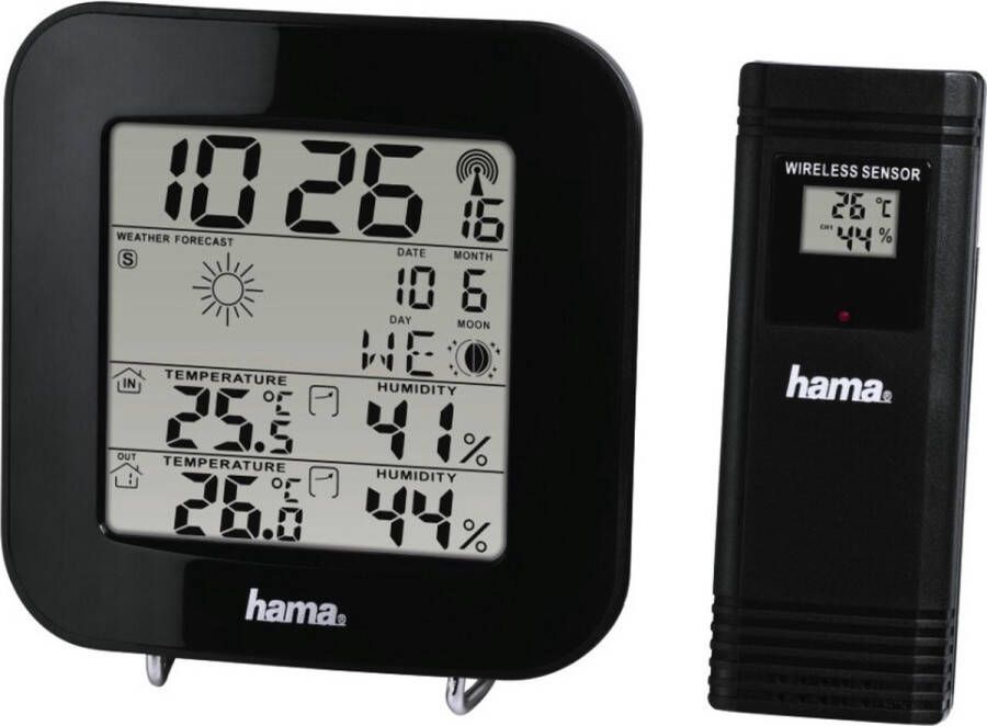 Hama Weerstation Wetterstation "EWS-200" Schwarz Mit Funk-Außensensor (2 stuks)