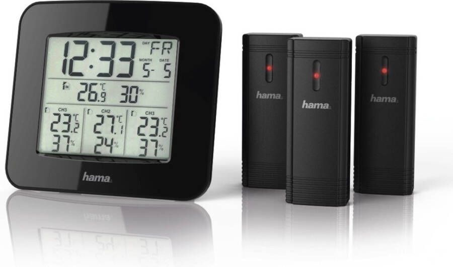 Hama Weerstation Wetterstation "EWS-Trio" mit drei Sensoren Schwarz Mit 3 Sensoren (4 stuks)