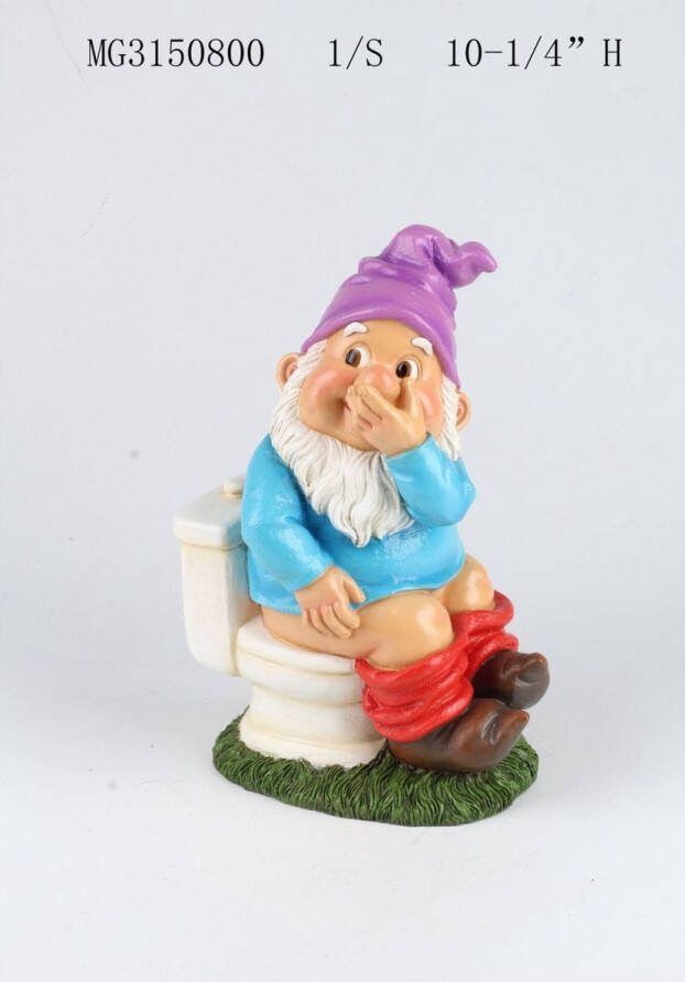 Hamac Kabouter op Toilet Tuinbeeld