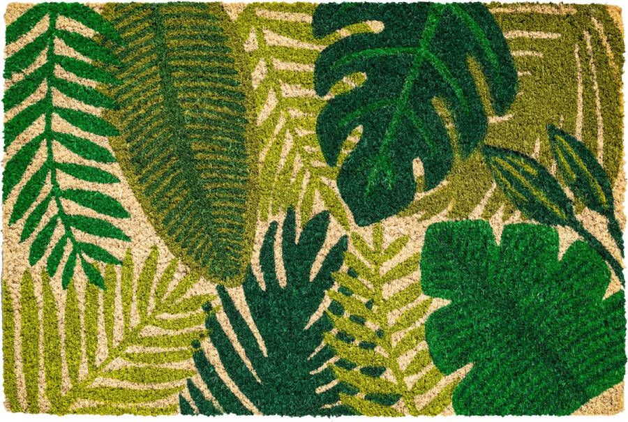 HAMAT deurmatten Ruco Print Green Leaves 40 x 60 cm Kokosvezel