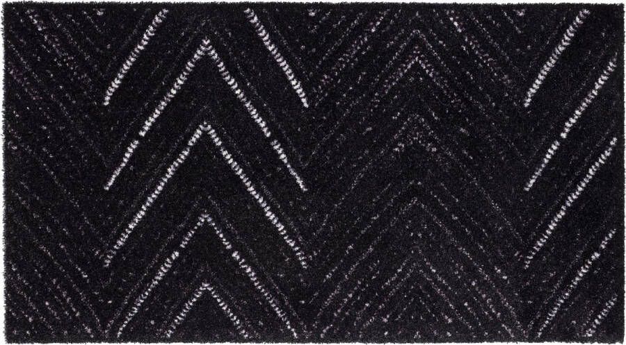 HAMAT Lima 512 Wasbare Droogloopmat 67 x 120 cm Design deurmat Herringbone Zwart