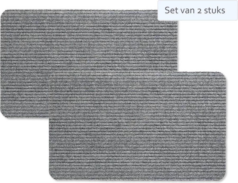 Hamat Set Van 2 Stuks Deurmat Ribmat Fortuna 40x60cm Grigio