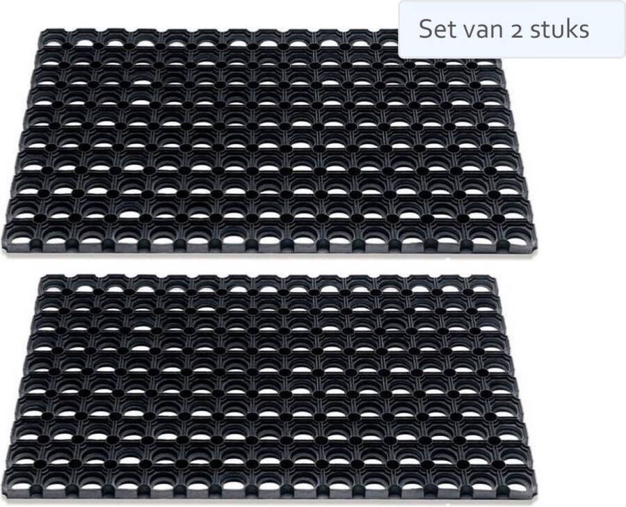 HAMAT Set van 2 stuks Deurmat Ringmat Domino 40 x 60 cm