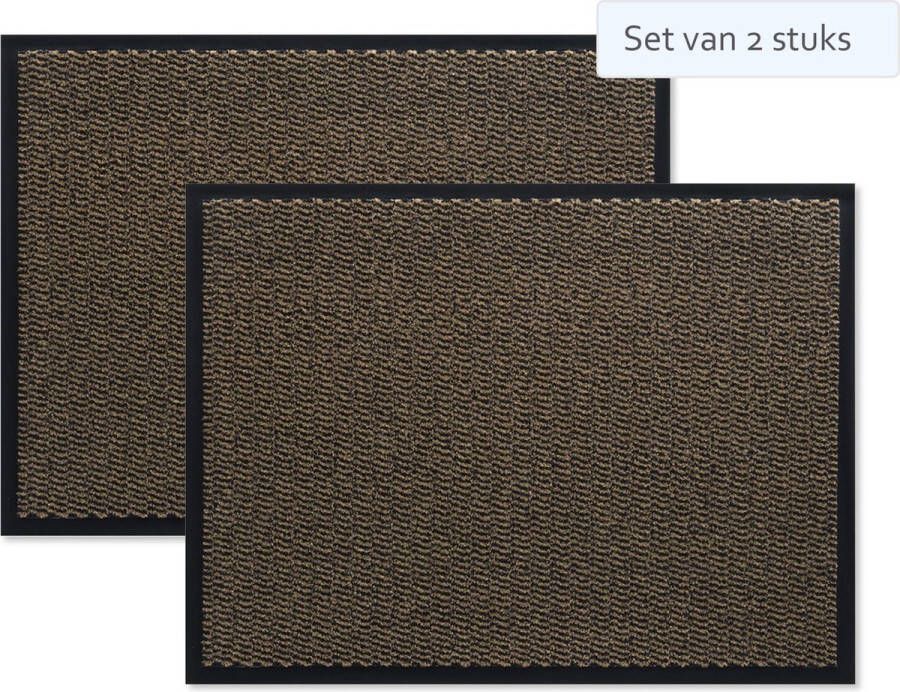 HAMAT Set van 2 stuks Deurmat Schoonloopmat 60 x 80 cm Bruin
