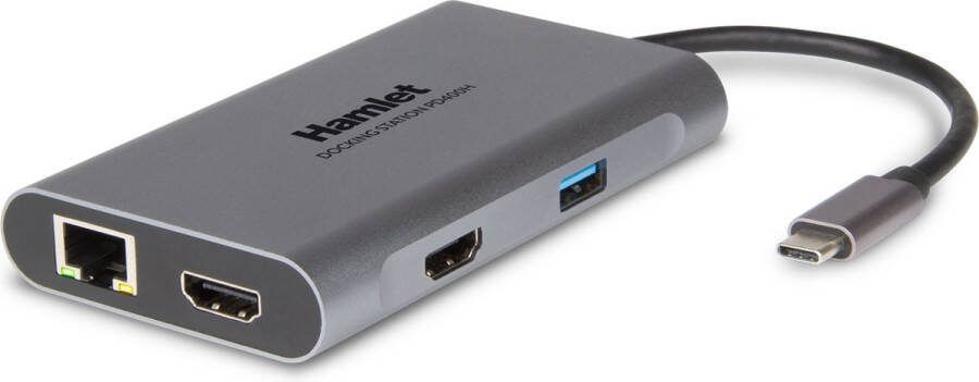 Hamlet HDKC-PD400H laptop dock & poortreplicator Bedraad USB 3.2 Gen 1 (3.1 Gen 1) Type-C Grijs